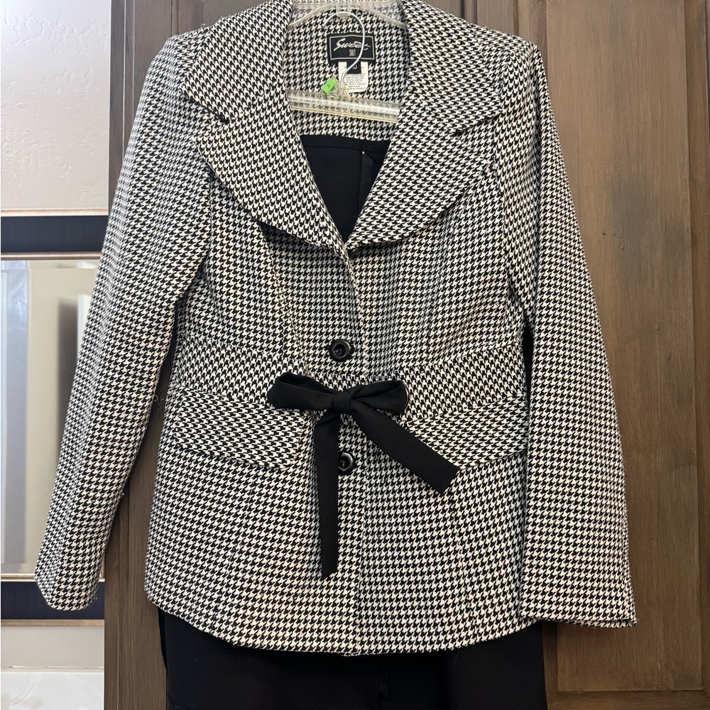 Black & White Houndstooth Suit Jacket and Skirt set